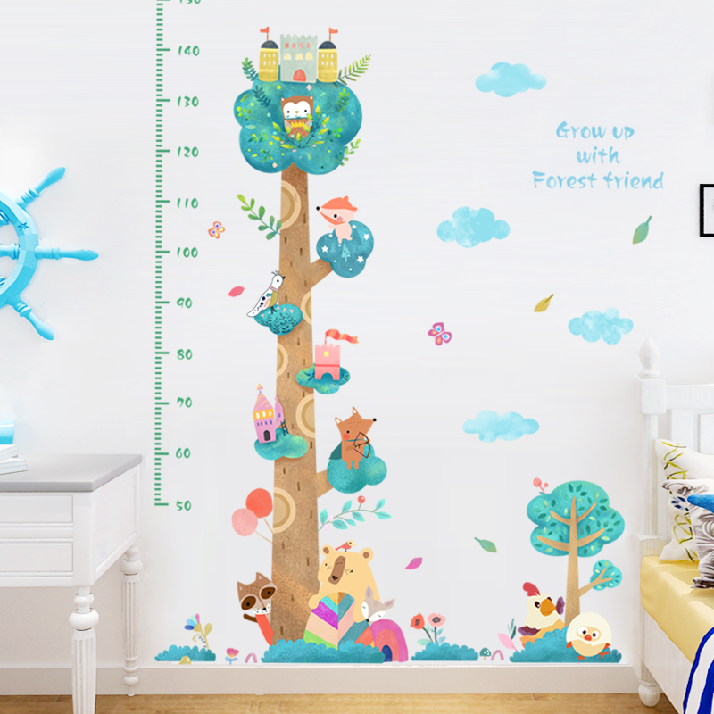 Children's room Wall decoration Cartoon Sticker Baby Height Wall Sticker 3d Cubist Dosage Height Measuring Instrument Applid