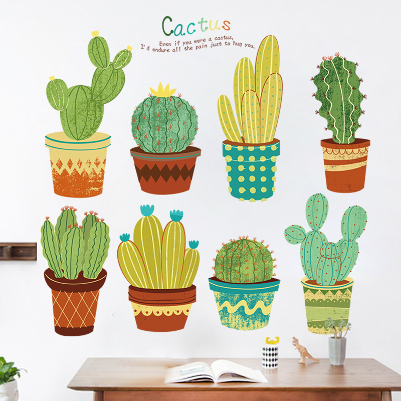 Fields Garden Fresh Living Room Sofa Background Flowerpots Wall Stickers Creative Dining Hall Hallway Hand-painted Plant Potted Applier