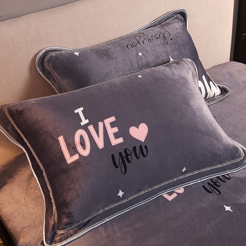 Flannel Pillowcase Pair of Winter Thickened Milk Suede Coral Suede Pillow Headgear Single Warm Plus Suede Pillow Inner Sleeve
