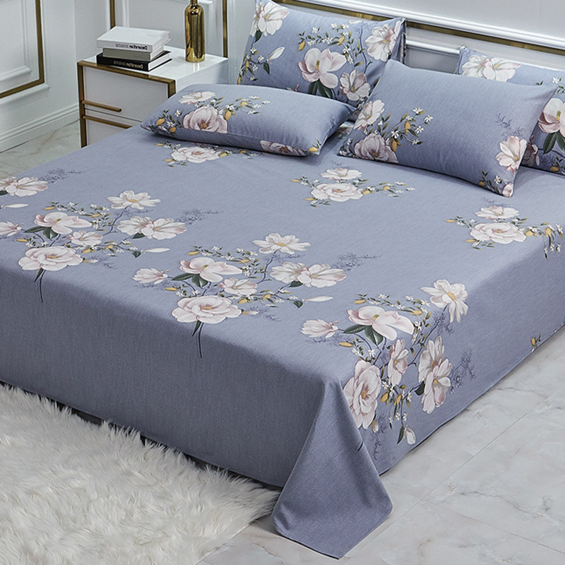 Upscale thickened pure cotton linen single piece one-piece cotton double bed single sub 1 5 anti-slip 1 8m2 meter by single three sets