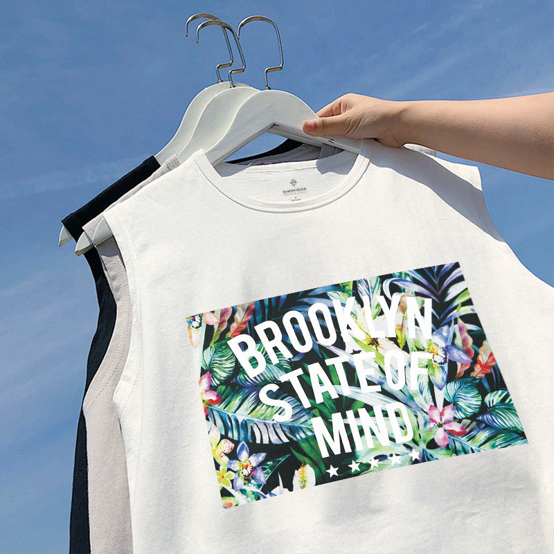 Beach Vest Men Seaside Holiday Clothes Sleeveless T-shirt Lovers Summer Men Great Size Loose Fitness Kan Shoulder Tide