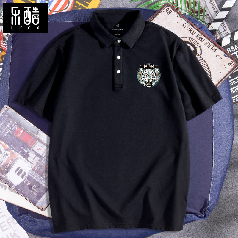POLO shirt men's fashion brand short-sleeved T-shirt Large size men's men's fat men's stand-up collar half sleeve summer loose lead half sleeve