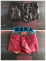 1 6 female soldiers fashion leather pants hot pants shorts bright leather red black fashion street style