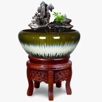 Jingdezhen ceramic fish tank large water fountain cycle fortune creative ornaments office living room decorations