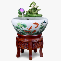 Jingdezhen large ceramic water fish tank water tank balcony landscaping office living room circulating fish basin floor tank