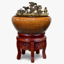 Jingdezhen large ceramic goldfish bowl balcony landscaping circulating water office living room fish basin floor tank cabinet