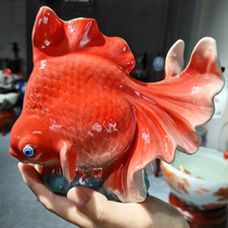 Chinese desktop small goldfish ceramic ornaments Creative aquarium decorations Living room wine cabinet partition cabinet ornaments