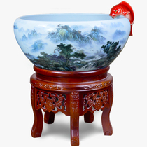 Jingdezhen ceramic goldfish bowl fish basin ceramic household fish basin extra large turtle tank filter circulating water
