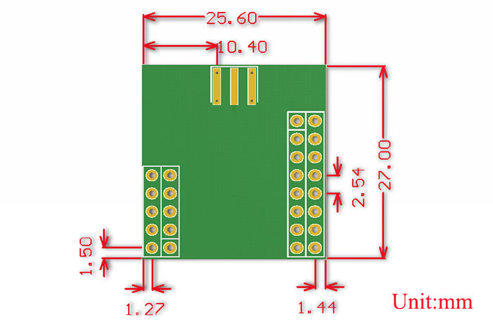 Zigbee Development Board Core2530 диаграмма размера