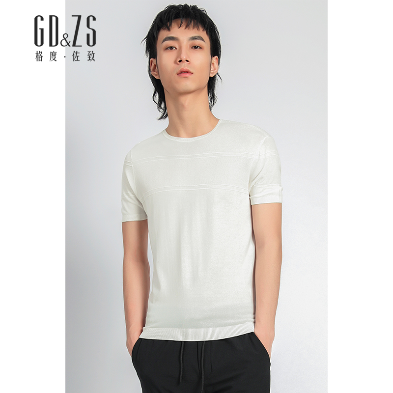 GDZS Gedu ZOS tủ đặc biệt mùa thu tròn cổ ngắn tay t-shirt đơn giản cá tính băng lỏng người đàn ông mới mỏng.