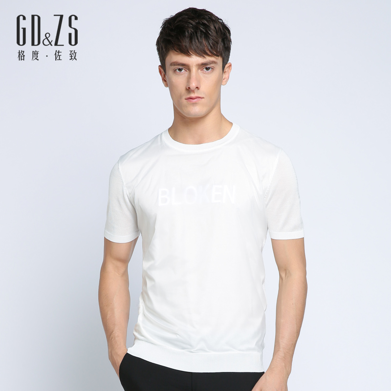 GDZS Gedu zo-in quầy rơi phong cách mới chữ trắng cắt một đoạn ngắn tay trẻ T-shirt đơn giản.