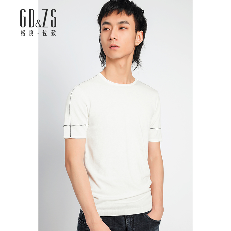 Gdzo GDZS truy cập 2019 rơi mới lỏng tay triều thương hiệu cá tính thanh lịch handsome man t-shirt.