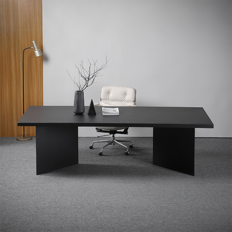 Simple Modern Solid Wood Desk Black Office Computer Desk Conference Table Desk Reception Workbench Long Table