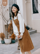 Seven volume a cut dress winter little vintage playful age before the middle open fork strap skirt female new 1667