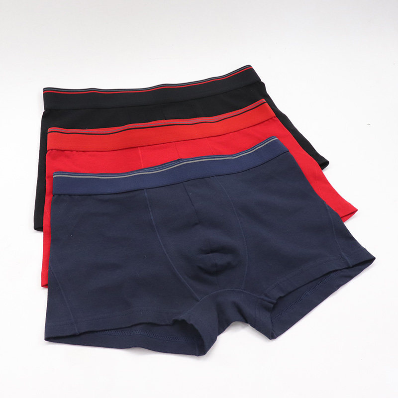 Three clothes foreign trade export minimalist pure cotton large size flat angle pants pure color Young comfortable and breathable damp underpants Underpants-Taobao