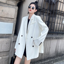 Advanced Senses White Suit Jacket Woman Spring Autumn 2022 New Korean Version Loose Casual Fashion Fried Street Little Crowdsuit