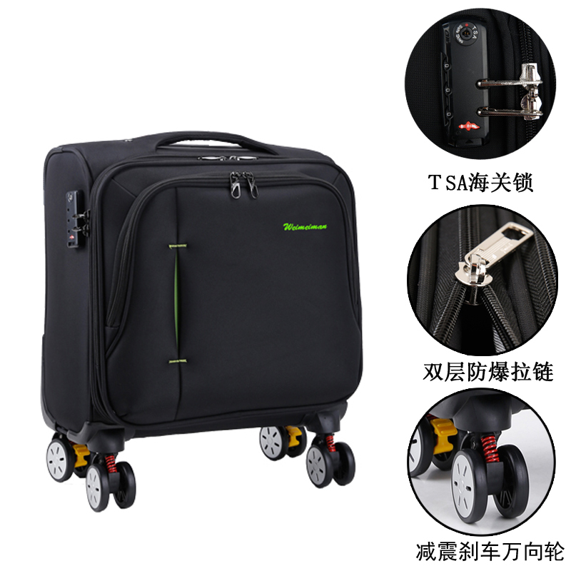 Business trolley case men's suitcase Oxford cloth small luggage canvas boarding case 16 inch 18 women's lightweight mini