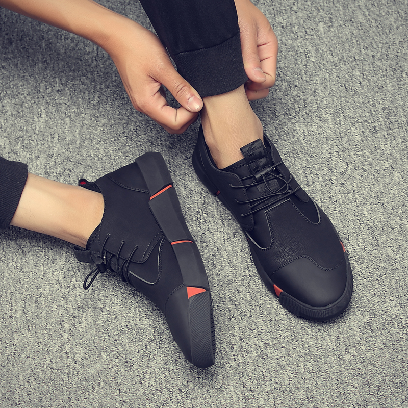 2020 new men's shoes men's wave shoes Han version 100 lap casual autumn autumn winter leather shoes big code 45 students 46 board shoes-Taobao