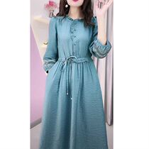 Vegetarian Dress Flagship Art Retro Embroidered Embroidered Dress Woman 2022 Chunxia New collection Waist Drawing and Thin Embroidery