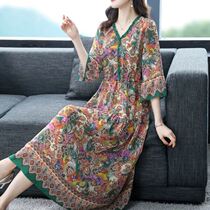 Vegetarian flagship French style temperament true silk dress 2022 spring and summer new loose with slim mulberry silk over knee skirt