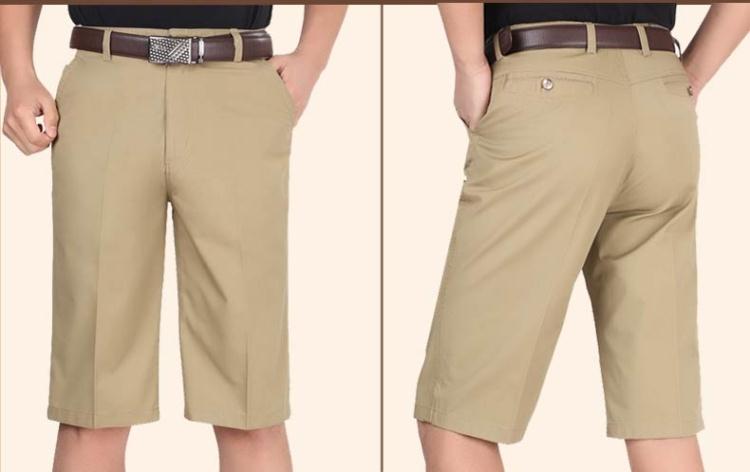 Mùa hè người đàn ông trung niên của bông cắt quần trung niên cha nạp cao eo phần mỏng 7 quần cộng với chất béo phù hợp với quần short