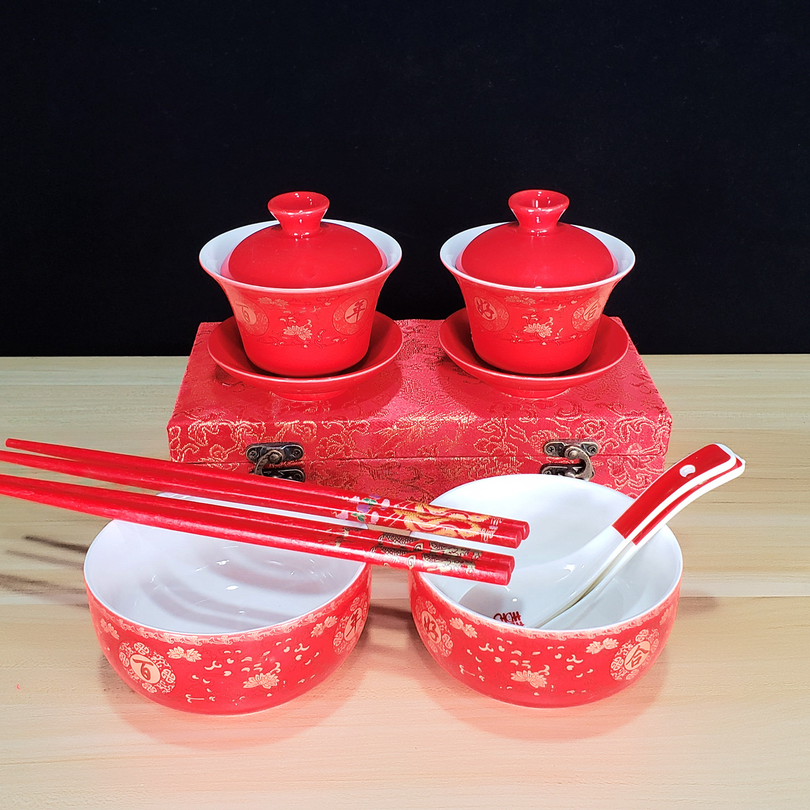 Wedding wedding couple change the mouth to cup set to cup xi bowl chopsticks set marriage dowry supplies complete