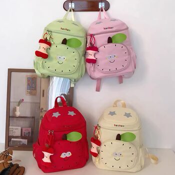 Cute Apple Backpack for Women 2026 New Cartoon Student Small School Bag Travel Backpack Casual Commuting Bag