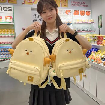 Japanese-Style Cute Cartoon Chicken Backpack for Girls, Children, Elementary School Students, Fresh and Simple Travel Backpack
