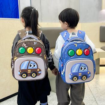 Kindergarten Backpack for Children, Car-Themed, for Boys and Girls, Small Backpack for Outings, Baby 6 Years Old, 3 Shoulder Straps, Lightweight for Kids Entering School