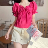 Летнее милое красное цветное платье-комбинация, 2025 года, рукава фонарики