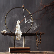 New Chinese style backflow incense burner Creative ceramic large sandalwood incense tower incense burner smoke backflow weathered wood ornaments