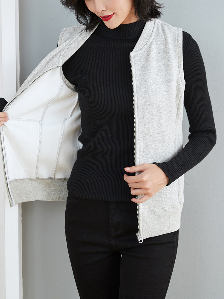 Gush waistcoat women's spring and autumn sports casual sleeveless outside hitch jacket short outside wearing cotton waistcoat bra-laced cardiovert jacket