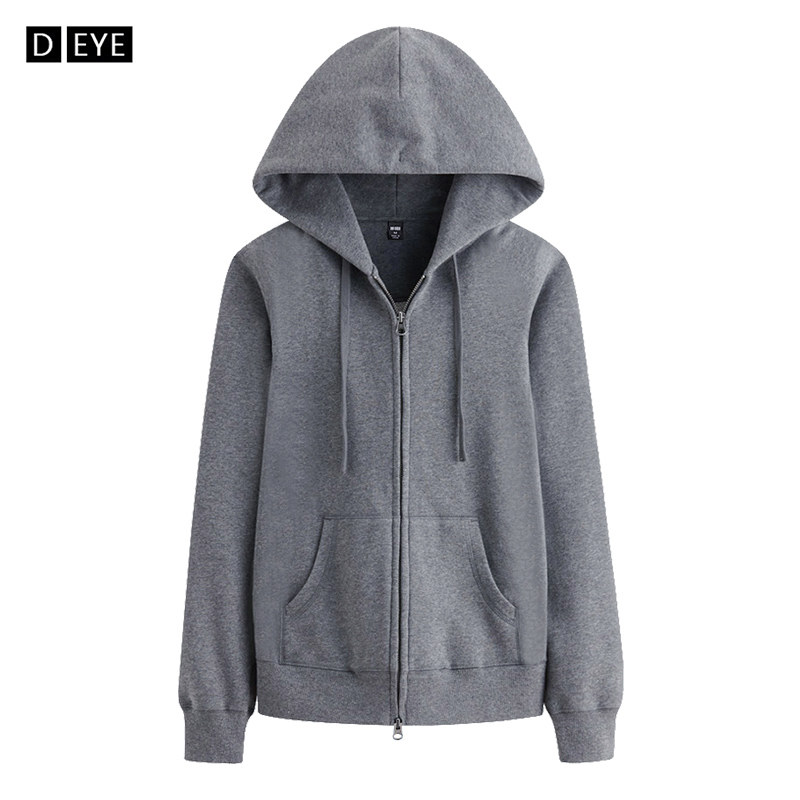 Sports jacket women's spring and autumn cotton casual loose top hooded zipper cardigan hoodie medium and long version sweater