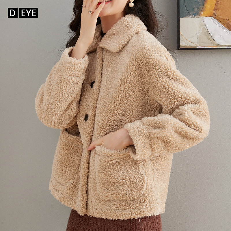 Clear Barn Special Price Fur Integrated Jacket Woman Autumn Winter New Imitation Lamb Fluff Plus Suede Thickened Granular Suede Coat