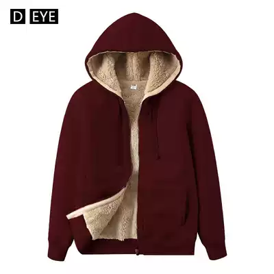 Sports coat women plus velvet autumn and winter cotton loose short hooded zipper top cardigan warm and thick coat