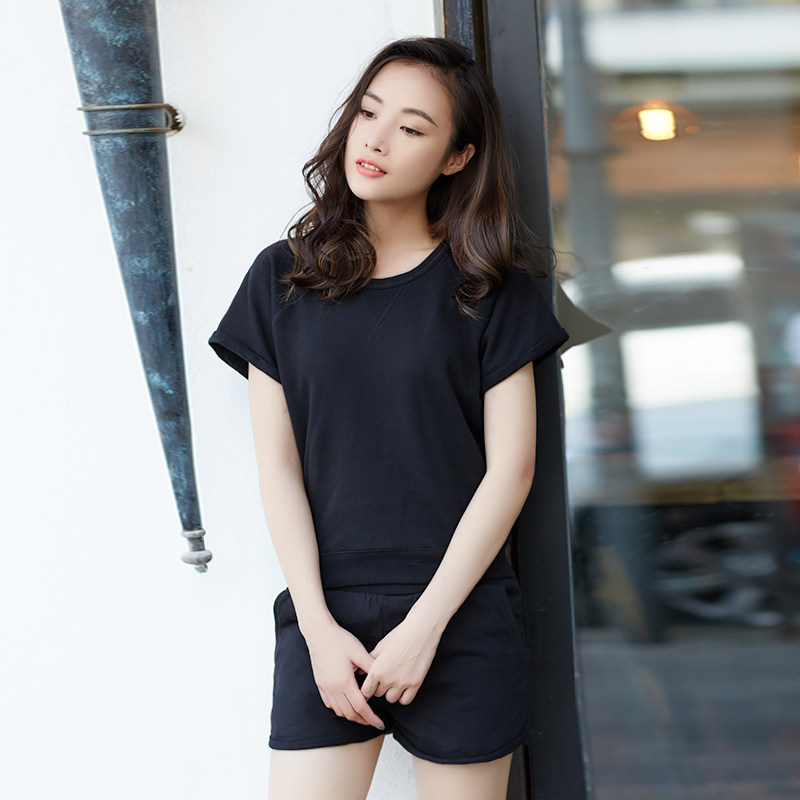 (Clearing House Special Price) Fashion Suit Women's Summer Little Fresher Shorts Summer Clothing Sports Casual Foreign Pie Two Sets Ebb