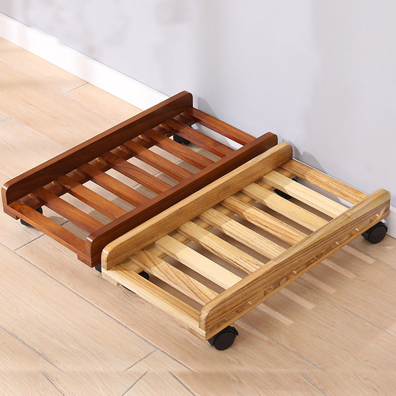 Solid Wood Studio Desktop Computer Host shelf with wheel placing owner shell host shell entrusted with removable depository
