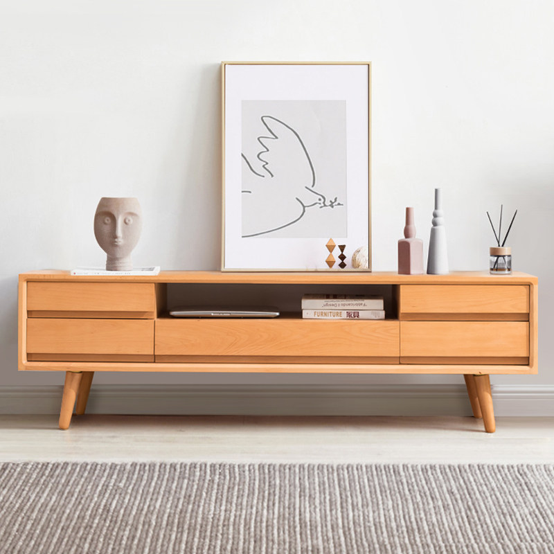 Yoyo Wa solid wood simple TV cabinet coffee table combination set modern simple living room small apartment mini furniture