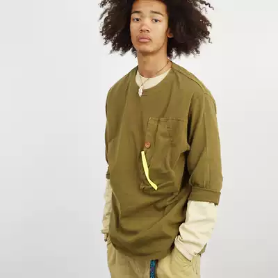 2019FW vintage loose casual street dyed large pocket three-point sleeve TEE