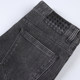 Autumn and winter three-dimensional twill dark smoke gray knitted micro-elastic denim washed slim straight smoke gray jeans for men