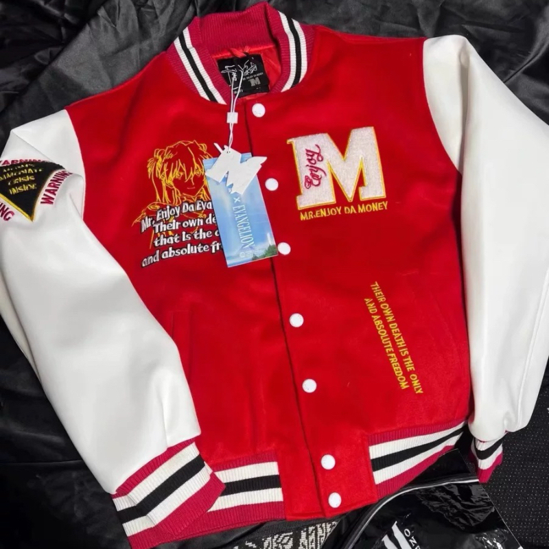 Medm X Eva Collaboration Asuka Character Body Letter Baseball Jacket, Same Style as Jackson Wang