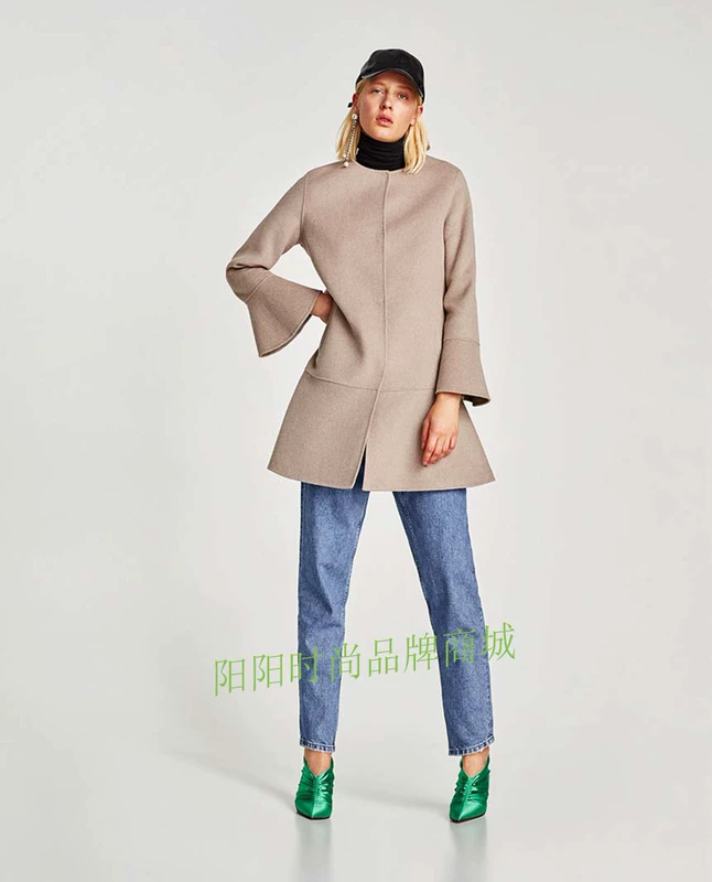 ZA / RA / 2017 mẫu mùa thu đông 2017 thời trang nữ hai mặt cashmere cổ tròn áo len dài 5854/222 - Trung bình và dài Coat