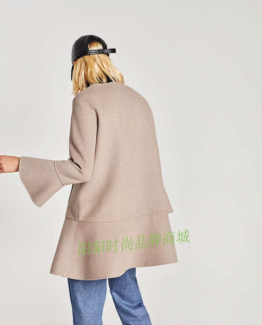 ZA / RA / 2017 mẫu mùa thu đông 2017 thời trang nữ hai mặt cashmere cổ tròn áo len dài 5854/222 - Trung bình và dài Coat áo khoác nữ form rộng