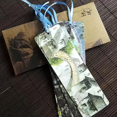 Bookmark creative classical Chinese style Jiangnan water town small bridge paper simple literary hipster ancient style gift box