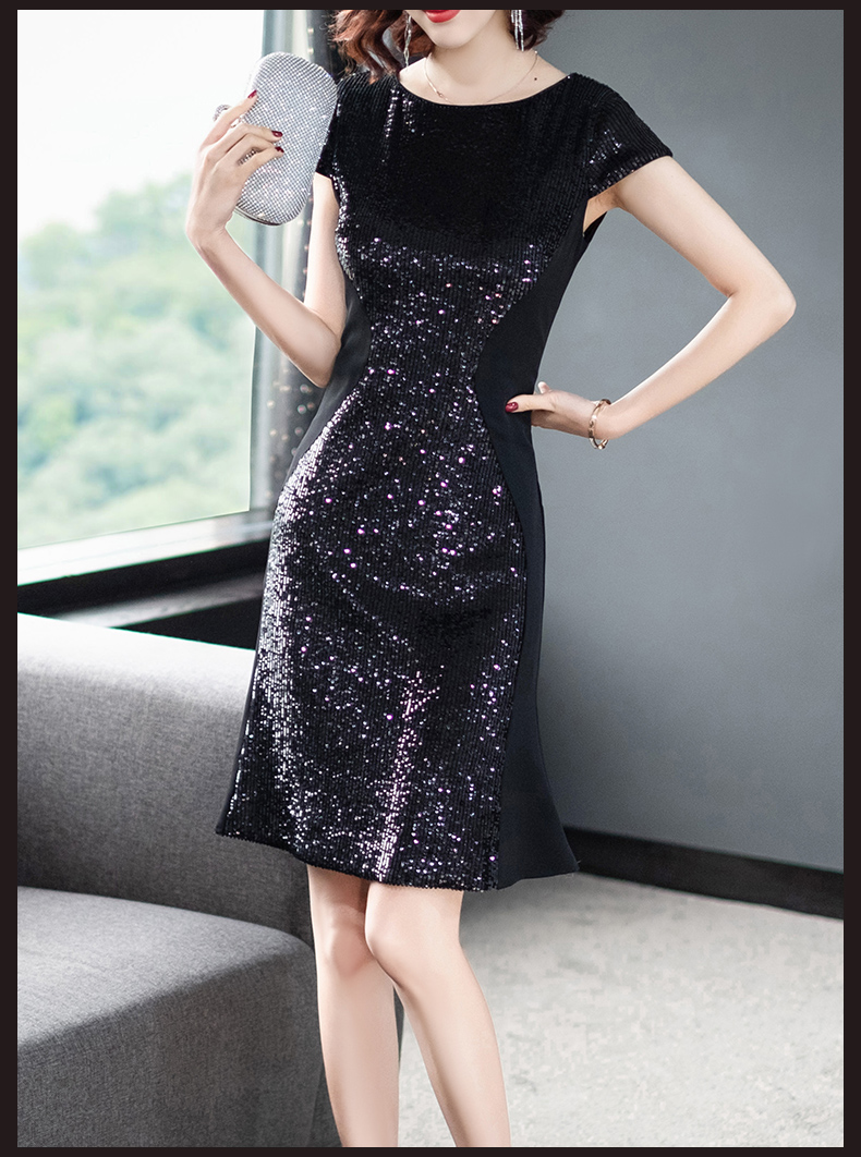 Váy sequin đen nữ 2019 xuân hè mới khảm xù thời trang váy đuôi cá thon gợi cảm - Sản phẩm HOT shop đầm đẹp