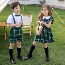 Kindergarten garden clothes summer new college style green dress first grade chorus performance uniforms Primary School students class clothes
