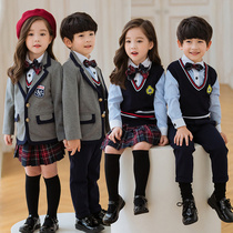 British style Primary School uniforms Spring and autumn suits set childrens college style performances Class uniforms kindergarten uniforms
