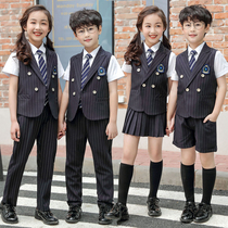 British Academy style Primary School uniforms summer striped vest set children graduation photo class uniforms kindergarten uniforms