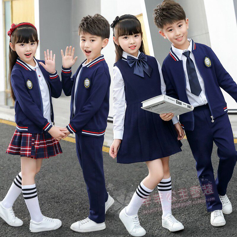 Kindergarten Garden uniforms Inlen wind baseball clothes Three sets of children pure cotton sports rendezvous singing class to school uniforms for elementary school students
