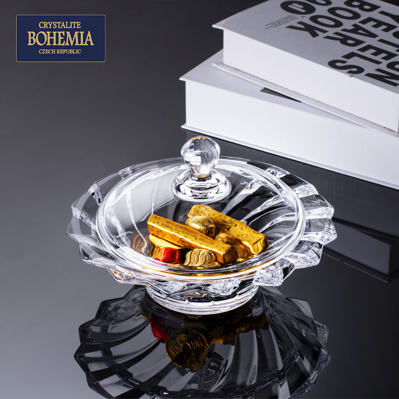 BOHEMIA Bohemian glass transparent small sugar cylinder Czech imported crystal glass firmness Home Fruit pan-Taobao